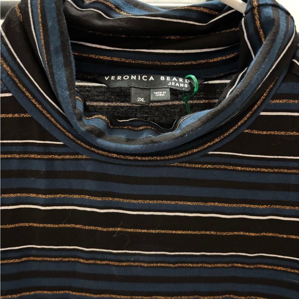 Veronica Beard Striped Sweater - Black and Blue metallic